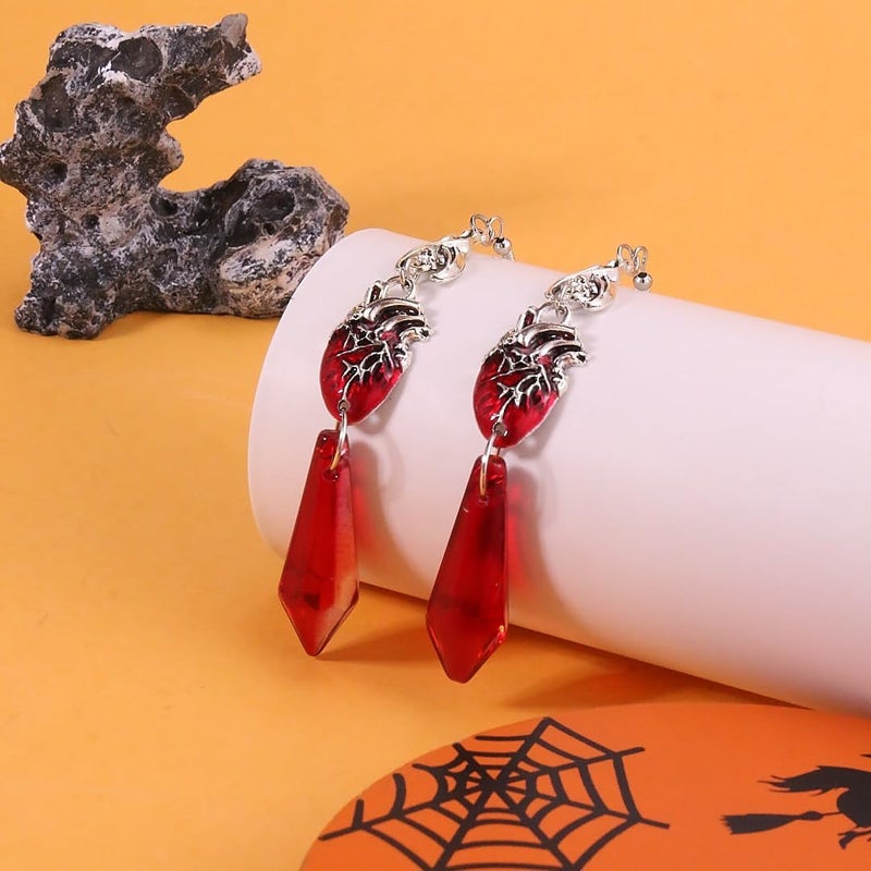 CSIYANJRY99 Goth Bat Crystal Earrings Vampire Accessories for Women Halloween Earring Gothic Jewelry Dangle Earrings Witch Victorian Vintage Dress Costume - Image 4